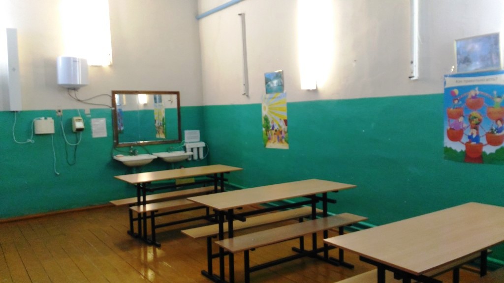 Обеденный зал школьной столовой